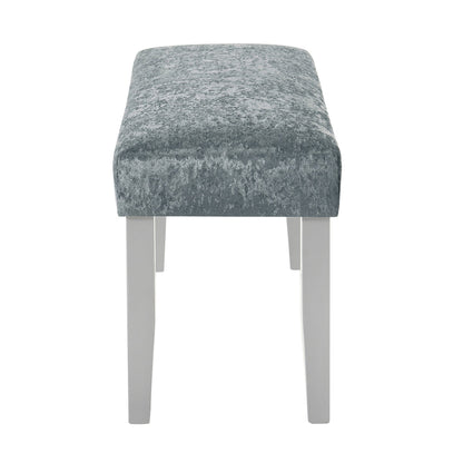 Liam 48 Inch Dining Bench, Wood, Cushioned Gray Fabric Upholstered Seat