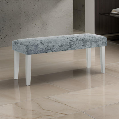 Liam 48 Inch Dining Bench, Wood, Cushioned Gray Fabric Upholstered Seat