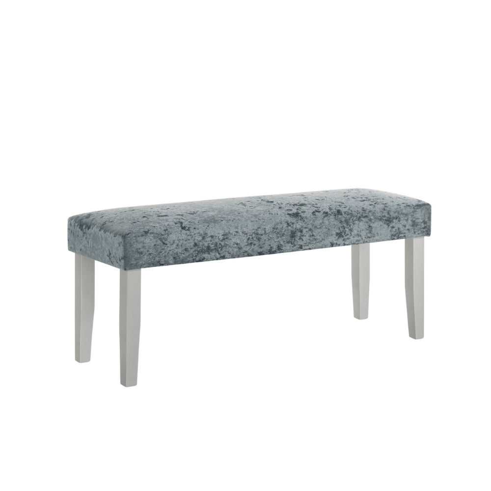 Liam 48 Inch Dining Bench, Wood, Cushioned Gray Fabric Upholstered Seat