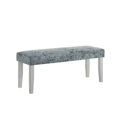 Liam 48 Inch Dining Bench, Wood, Cushioned Gray Fabric Upholstered Seat