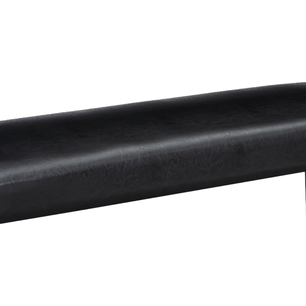 Tristan 46 Inch Bench, Faux Leather, Wood Frame, Soft Cushion, Black