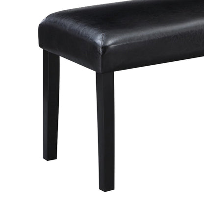 Tristan 46 Inch Bench, Faux Leather, Wood Frame, Soft Cushion, Black
