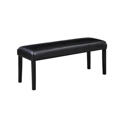 Tristan 46 Inch Bench, Faux Leather, Wood Frame, Soft Cushion, Black