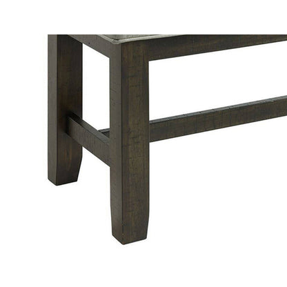 Cameron 50 Inch Bench, Brown Wood Frame, Gray Poly Linen Upholstery