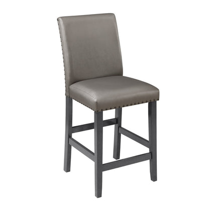 Scarlett 26 Inch Counter Height Chair Set of 2, Plush Gray Faux Leather