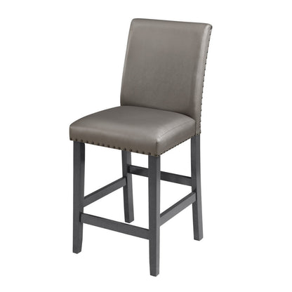 Scarlett 26 Inch Counter Height Chair Set of 2, Plush Gray Faux Leather