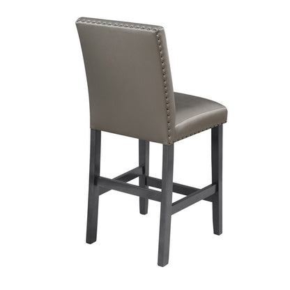 Scarlett 26 Inch Counter Height Chair Set of 2, Plush Gray Faux Leather
