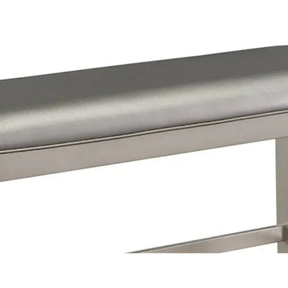 Scott 48 Inch Counter Height Bench, Wood Frame, Fabric Upholstery, Gray