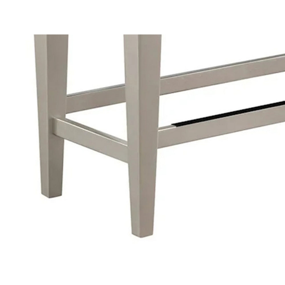 Scott 48 Inch Counter Height Bench, Wood Frame, Fabric Upholstery, Gray