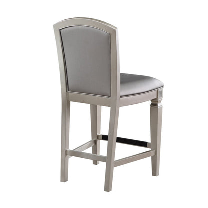 Scott 26 Inch Counter Height Chair Set of 2, Wood Frame, Faux Leather, Gray