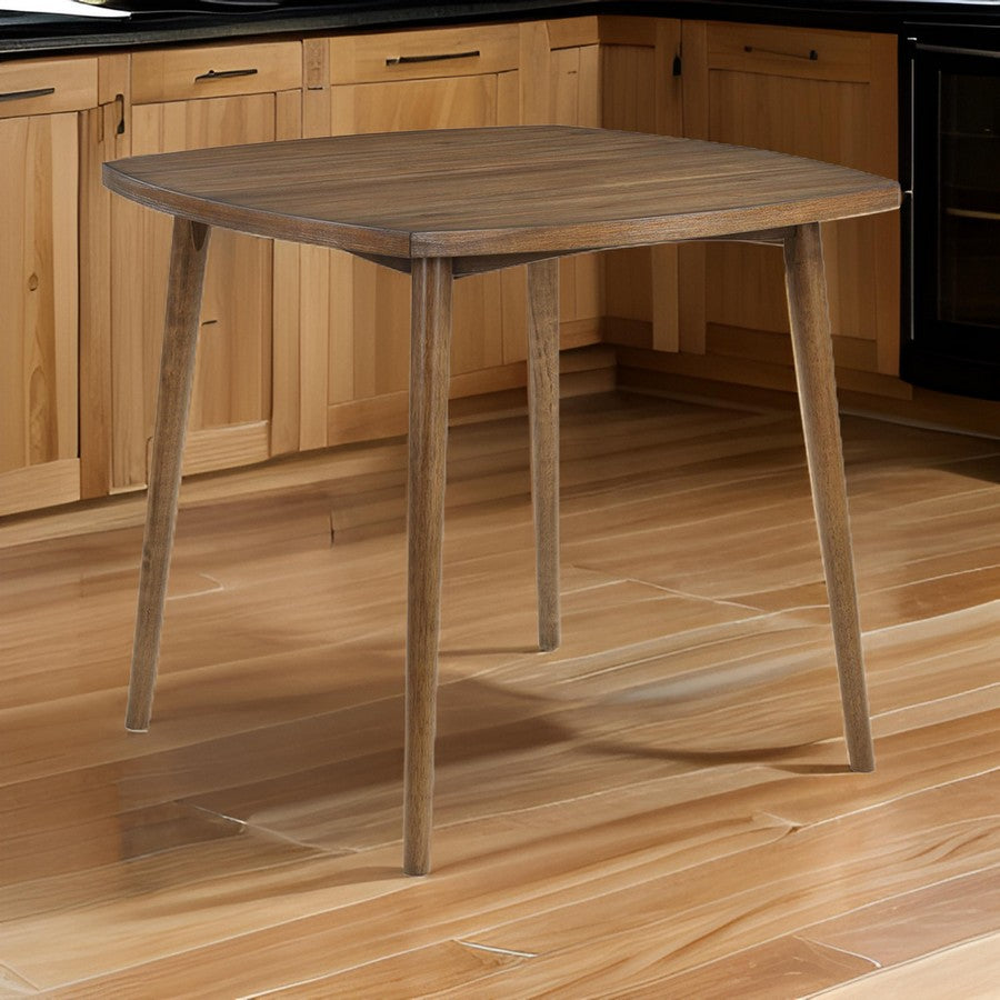 Summit 40 Inch Counter Height Table, Square Top, Rounded Edges, Wood, Brown