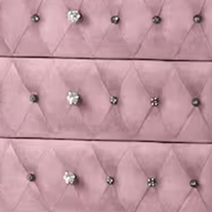 Zoha 49 Inch Tall Dresser Chest, 5 Drawer, Cabriole Legs, Pink Upholstery