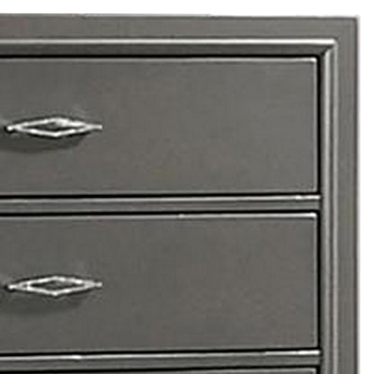 Aliso 47 Inch Tall Dresser Chest, 5 Drawers, Solid Wood, Dark Gray Finish