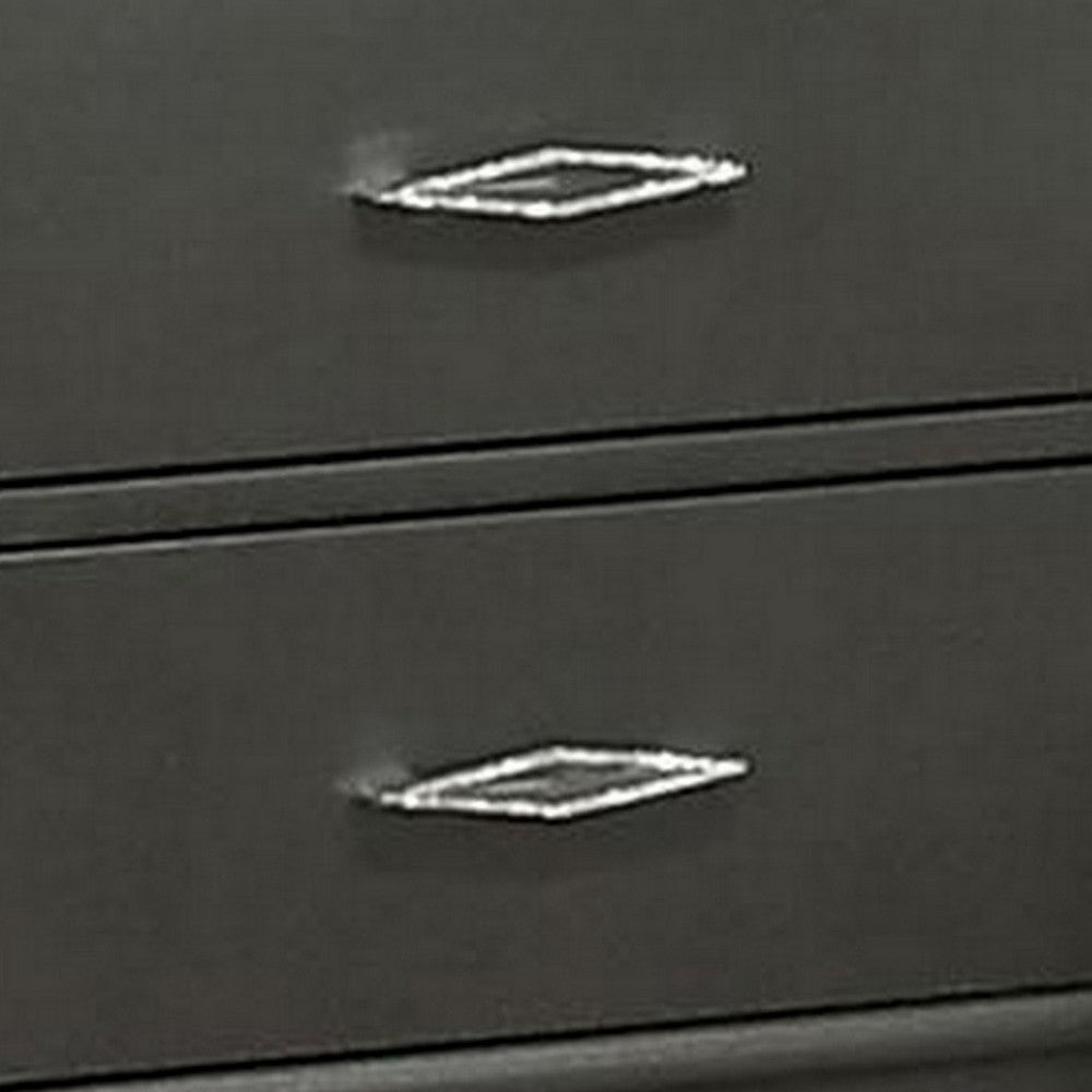 Aliso 23 Inch Nightstand, 2 Drawers, Bracket Feet, Solid Wood, Dark Gray