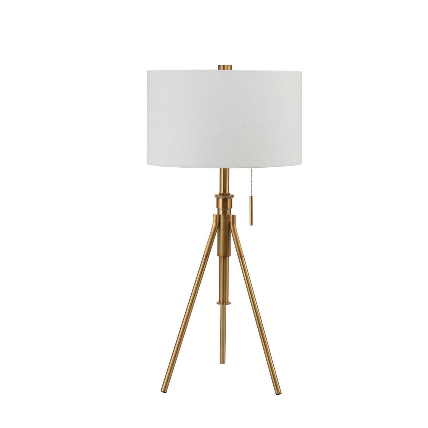 32-37 Inch Table Lamp, Adjustable Height, Modern Tripod Legs, Metal, Gold