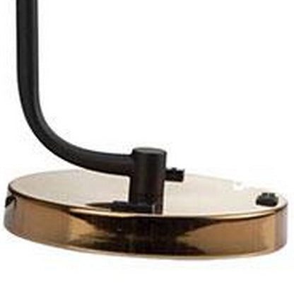 24 Inch Table Lamp, Angled Stem, Round Base, Metal, Black, Antique Gold