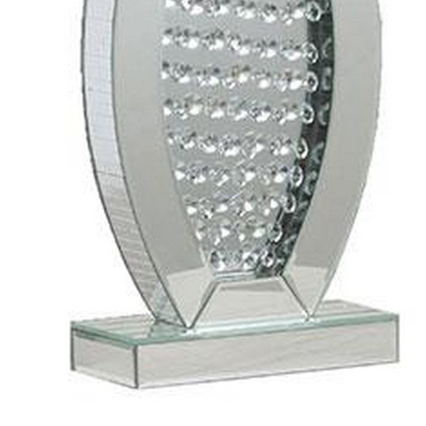 30 Inch Table Lamp, Acrylic Crystal, Rectangular Shade, Curved, Silver