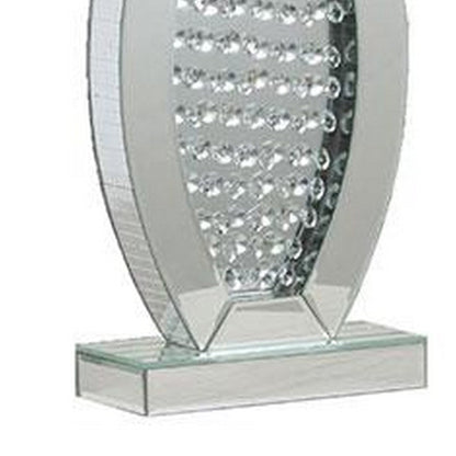 30 Inch Table Lamp, Acrylic Crystal, Rectangular Shade, Curved, Silver