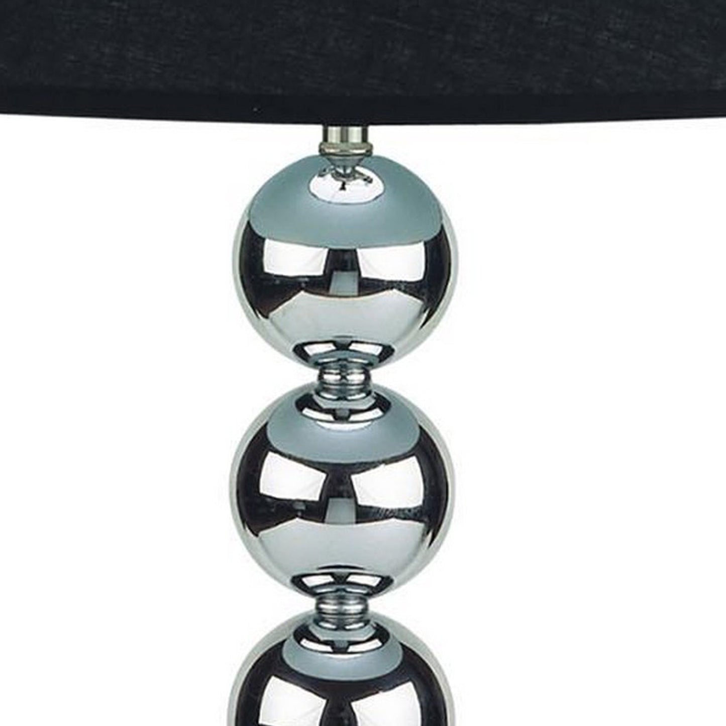 16 Inch Table Lamp Set of 2, 5 Ball Stem, Round Base, Chrome Metal, Black