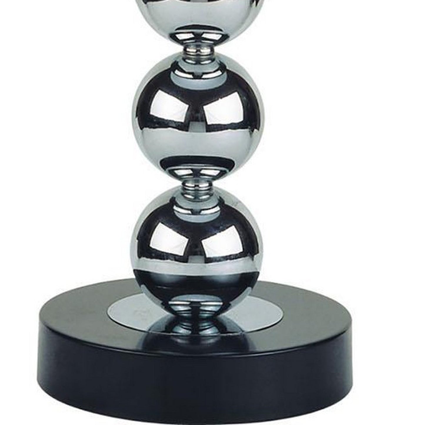16 Inch Table Lamp Set of 2, 5 Ball Stem, Round Base, Chrome Metal, Black