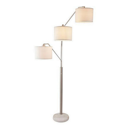 83 Inch Floor Lamp, AdjusFloor, 3 Level Design, Marble, Metal, Silver