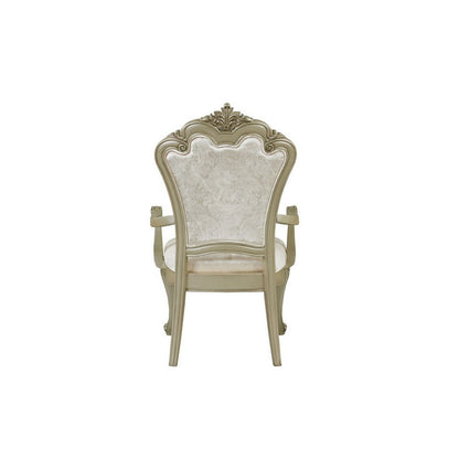 Siq 27 Inch Dining Armchair Set of 2, Upholstered, Champagne Gold, Silver