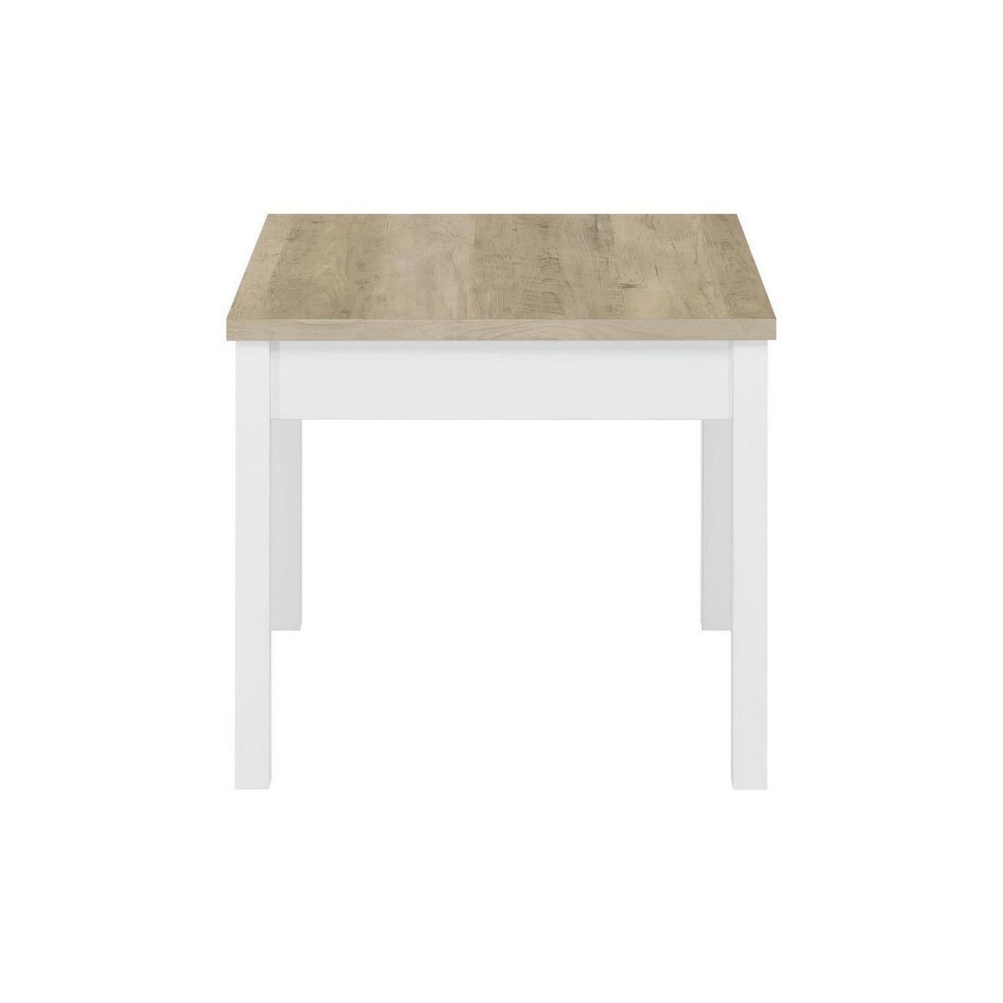 Jessie 3pc Coffee and End Table Set, Modern Light Brown Top, White Frame