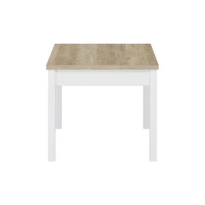 Jessie 3pc Coffee and End Table Set, Modern Light Brown Top, White Frame
