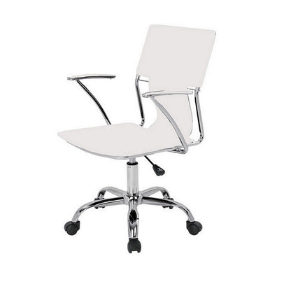 22 Inch Office Chair, Adjustable Lift, Ergonomic, Wheels, White, Chrome