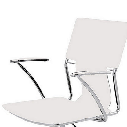 22 Inch Office Chair, Adjustable Lift, Ergonomic, Wheels, White, Chrome