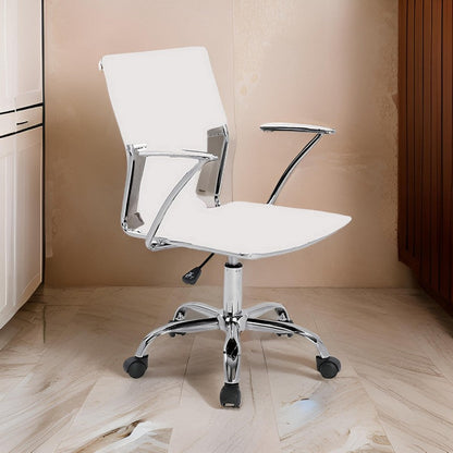 22 Inch Office Chair, Adjustable Lift, Ergonomic, Wheels, White, Chrome