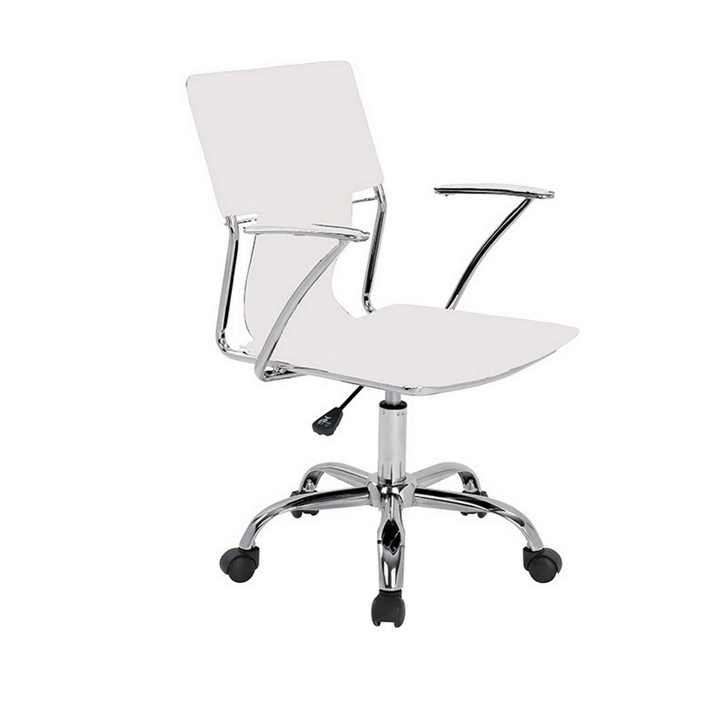 22 Inch Office Chair, Adjustable Lift, Ergonomic, Wheels, White, Chrome