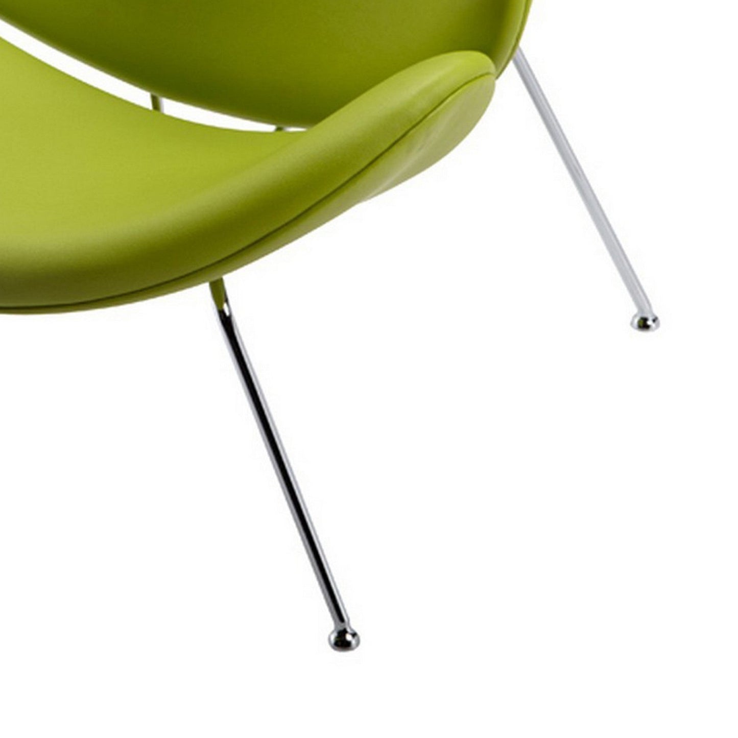 34 Inch Accent Chair, Semicircle Round Shape, Faux Leather, Lime Green