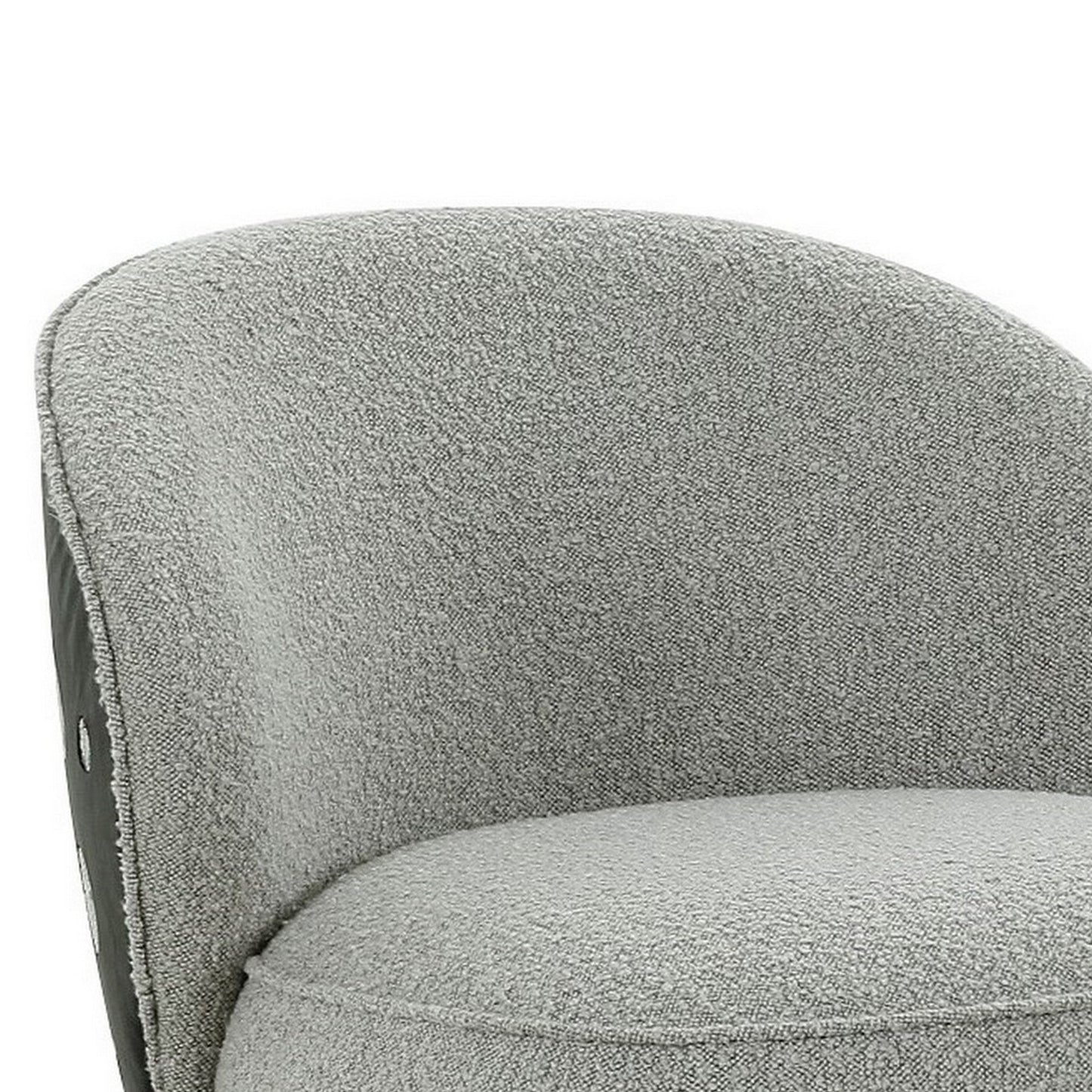 32 Inch Swivel Accent Chair, Smooth Curved Shape, Gray Fabric Upholstery
