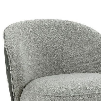 32 Inch Swivel Accent Chair, Smooth Curved Shape, Gray Fabric Upholstery
