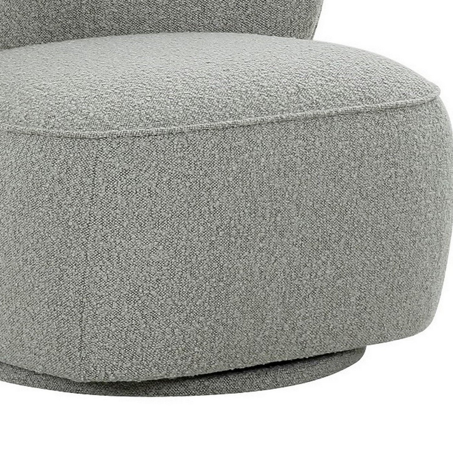 32 Inch Swivel Accent Chair, Smooth Curved Shape, Gray Fabric Upholstery