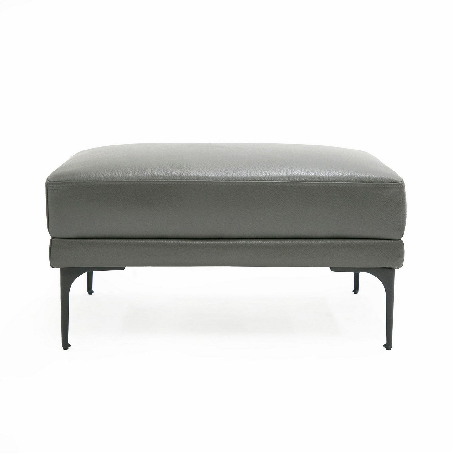 Salk 30 Inch Ottoman, Rectangular Cushioned Seat, Dark Gray Upholstery