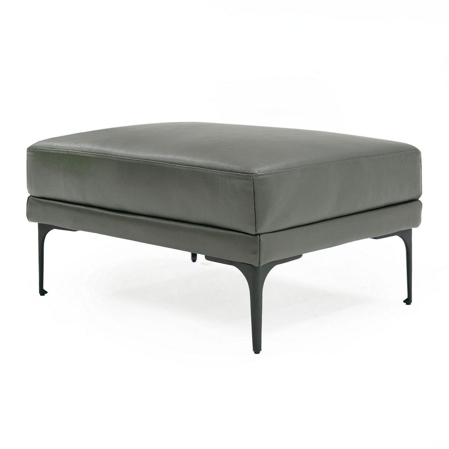 Salk 30 Inch Ottoman, Rectangular Cushioned Seat, Dark Gray Upholstery