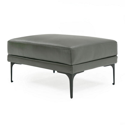 Salk 30 Inch Ottoman, Rectangular Cushioned Seat, Dark Gray Upholstery
