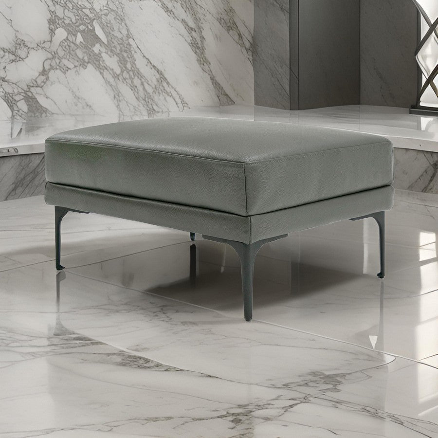 Salk 30 Inch Ottoman, Rectangular Cushioned Seat, Dark Gray Upholstery