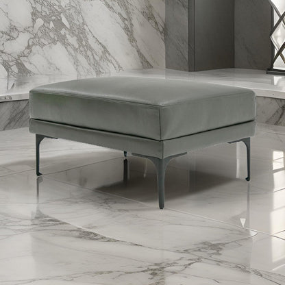 Salk 30 Inch Ottoman, Rectangular Cushioned Seat, Dark Gray Upholstery