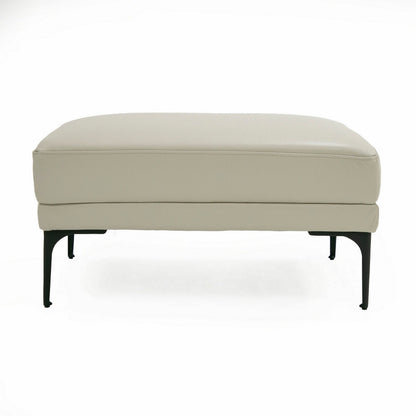 Salk 30 Inch Ottoman, Rectangular Cushioned Seat, Light Gray Upholstery