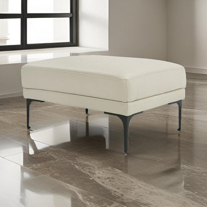 Salk 30 Inch Ottoman, Rectangular Cushioned Seat, Light Gray Upholstery
