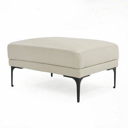 Salk 30 Inch Ottoman, Rectangular Cushioned Seat, Light Gray Upholstery