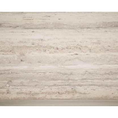 Lia 55 Inch Coffee Table, Rectangular Travertine Stone Finish Laminated Top