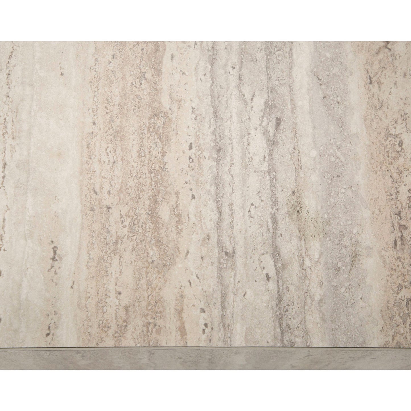 Lia 39 Inch Coffee Table, Square Travertine Stone Finish Laminated Top