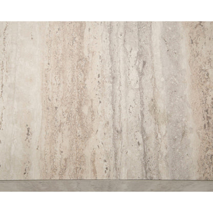 Lia 39 Inch Coffee Table, Square Travertine Stone Finish Laminated Top