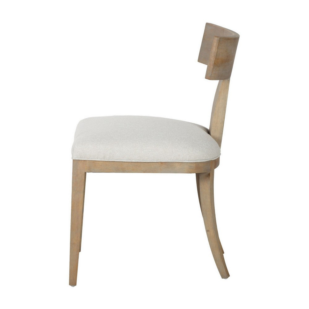 23 Inch Dining Chair Set of 2, T Shape Back, Cushioned, Beige Upholstery