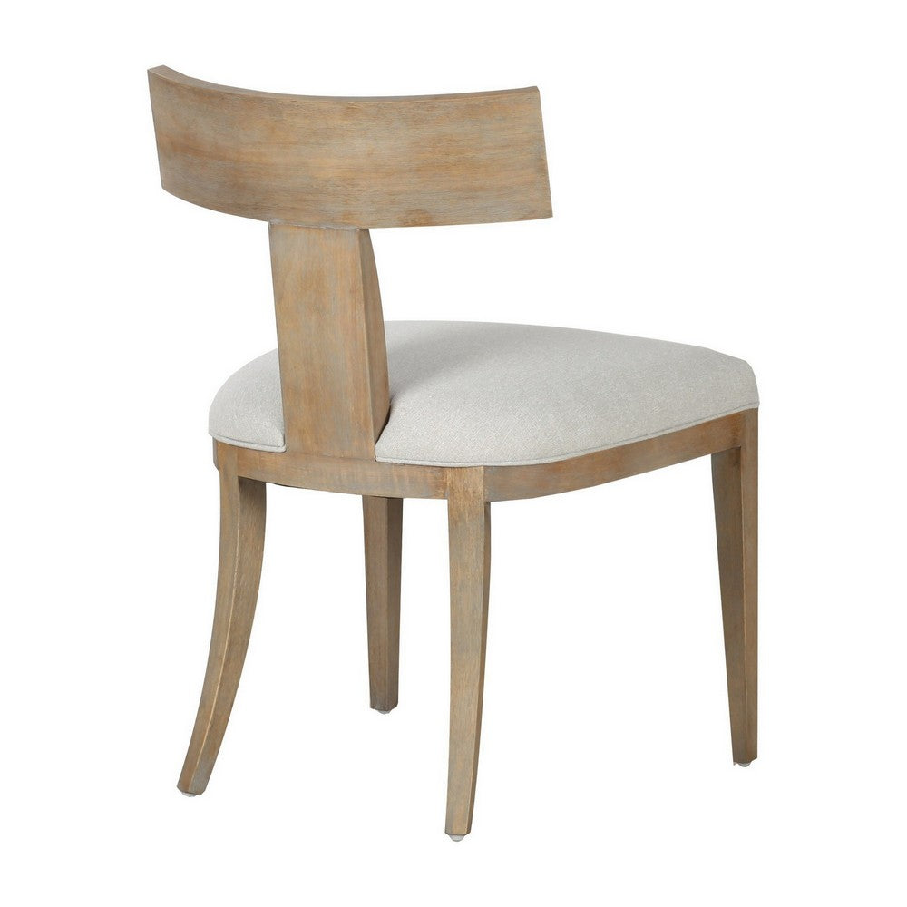 23 Inch Dining Chair Set of 2, T Shape Back, Cushioned, Beige Upholstery