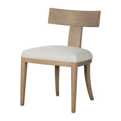 23 Inch Dining Chair Set of 2, T Shape Back, Cushioned, Beige Upholstery